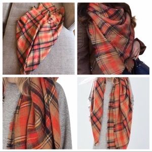 Zara oversize blanket scarf orange/red/brown plaid